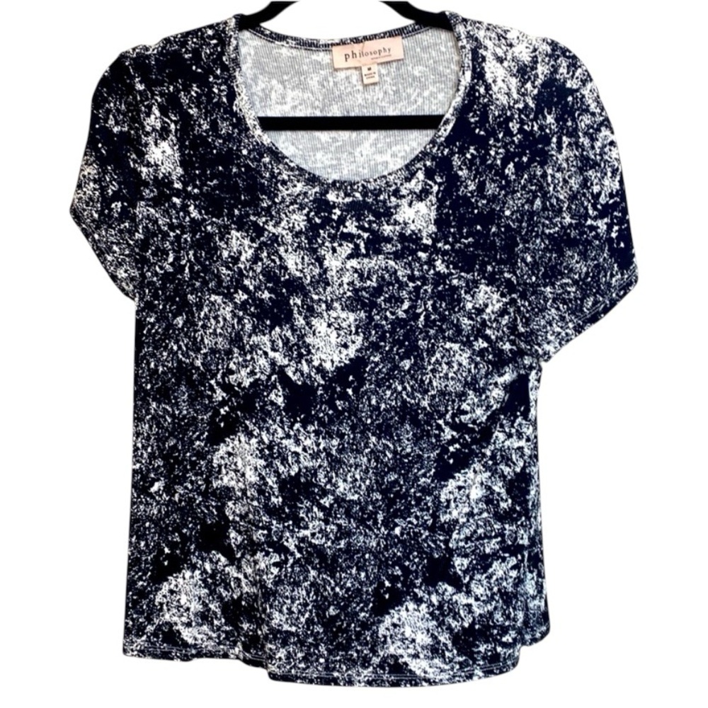 Philosophy Print Blouse Black Cream Medium